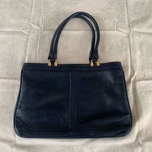Vintage Leather Navy Shoulder Bag